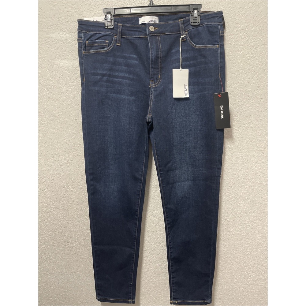 Vervet Los Angeles NWT Women's Amber Skinny Jeans, Mid-Rise, Dark Wash, Size 33